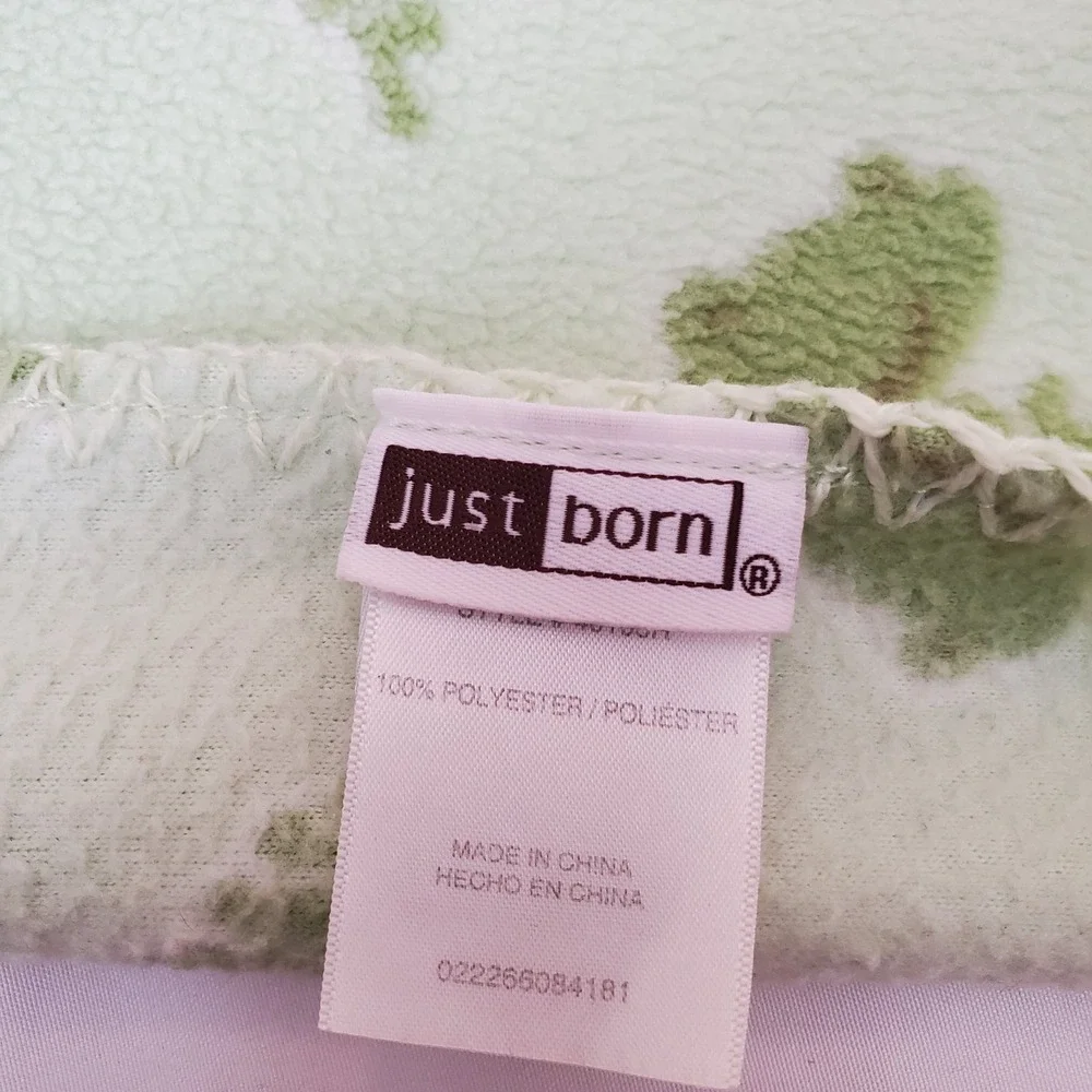 Just Born Green Fleece Baby Blanket All Over‎ Frog